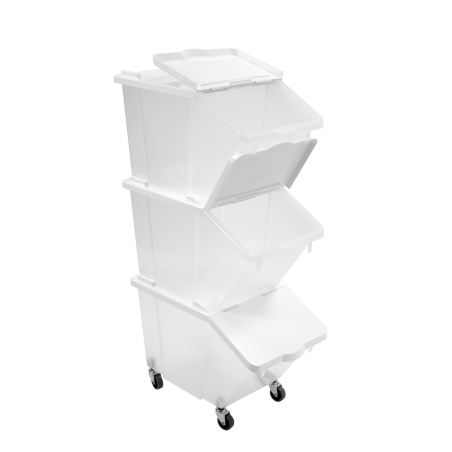 Lot de 3 bacs 30L à ingrédients avec couvercle et roulettes