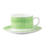 Soucoupe à thé Brush 14cm en opale blanc et vert