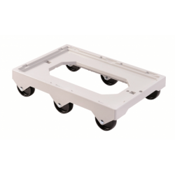 Socle rouleur gris 6 roues fixes charge 250kg pour bac et caisse 600x400 et manne à pain (sauf 120L)
