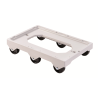 Socle rouleur blanc 6 roues pivotantes charge 250kg pour bac et caisse 600x400 et manne à pain (sauf 120L)