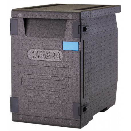 Conteneur isotherme Cam GoBox chargement frontal noir pour bacs 600x400 mm et bacs GN1/1 - H400 mm