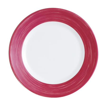 Assiette plate 19,5cm Brush en opale blanc et cherry