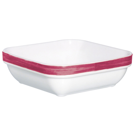 Ravier carré 11cm Brush en opale blanc et cherry