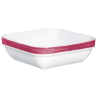 Ravier carré 11cm Brush en opale blanc et cherry
