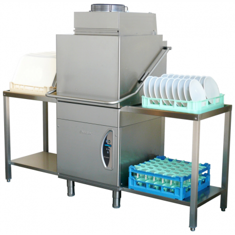 Lave-vaisselle électronique 60 casiers/h - 3 cycles de lavage - Surchauffeur 9kW - 670x765x1700 mm