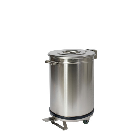 Poubelle pour liquide à pédale 50L en inox - Ø39x60 cm - Couvercle amovible