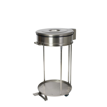 Porte sacs avec pédale 110L - Ø47,5x85 cm - inox AISI