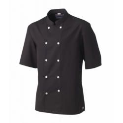Veste de cuisinier homme Blake noire - manches courtes -polyester et coton