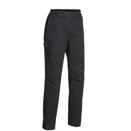 Pantalon homme noir Flex'R - polyester et coton - ceinture en maille anti microbienne + coupe fitée