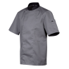 Veste de cuisine mixte Saga manches courtes - polycoton - Gris à col noir