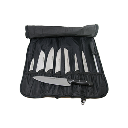Trousse à couteaux garnie 7 couteaux Maître + 1 fusil à aiguiser