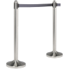 Poteau d'accueil avec bande rétractable grise - inox - Lg 210 x HT 120 cm