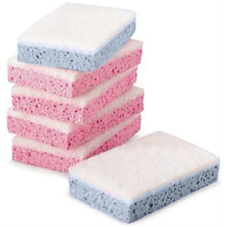 Eponge tampon blanc/bleue - cellulose - 19x3x2,2 cm
