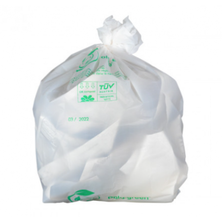 Sac poubelle biodégradable 110L en blanc - 70x110 cm