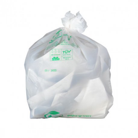 Sac poubelle biodégradable 130L en blanc - 82x115 cm