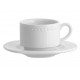 Paire tasse + sous tasse à café Perla 9cl porcelaine blanche