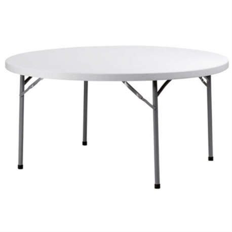 Table ronde Congrès - blanc / structure noire - 26 kg - 10 places - Ø180x74 cm