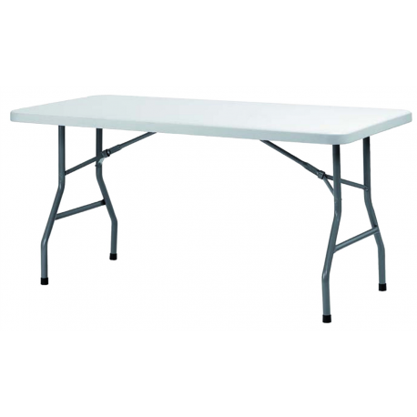 Table rectangulaire Congrès - blanc / structure noire - 12 kg - 6 places - 152x74 cm