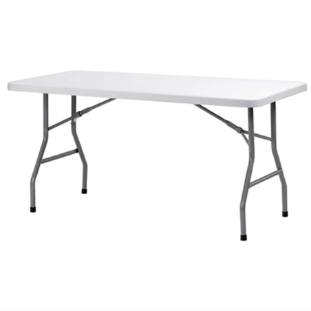 Table rectangulaire Congrès - blanc / structure noire - 14 kg - 8 places - 183x76 cm