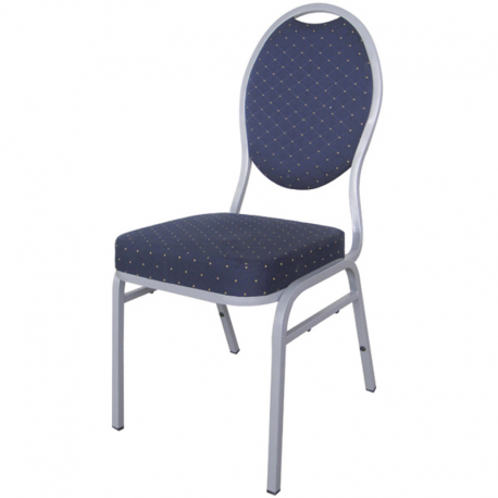 Chaise Matignon - argent / revêtement bleu - hauteur assise 47 cm - 6,6 kg - 43x44x90 cm