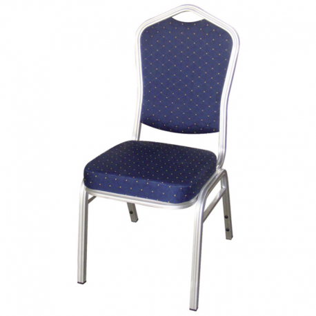 Chaise Elysée - argent / revêtement bleu - hauteur assise 47 cm - 5,5 kg - 46x45x93 cm