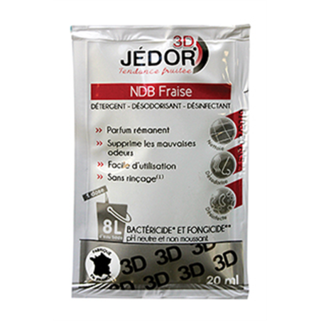Jedor détergent désodorisant désinfectant 3D - 20 ml en dosettes - fraise