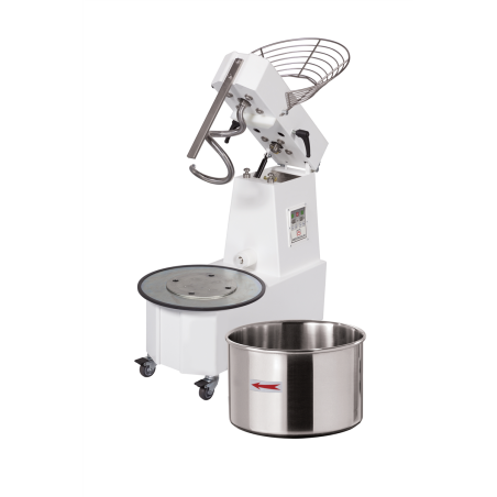 Pétrin à spirale tête relevable 44 kg de pâte - cuve 50L démontable - 2 vitesses