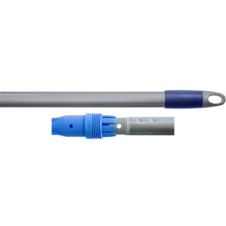 Manche acier Premium - vis et griffe plastique double couche - poignée bleue - 150 cm