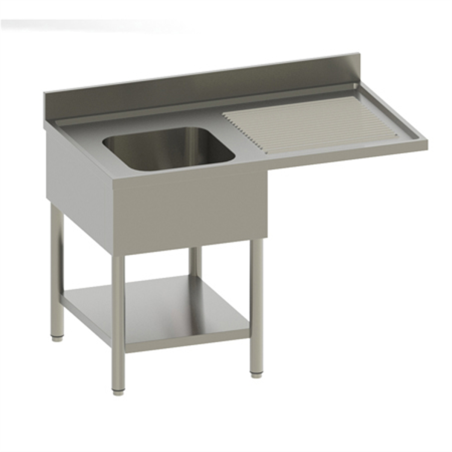 Plonge adossée 2 bacs avec égouttoir et étagère - 1600x700x850/900 mm