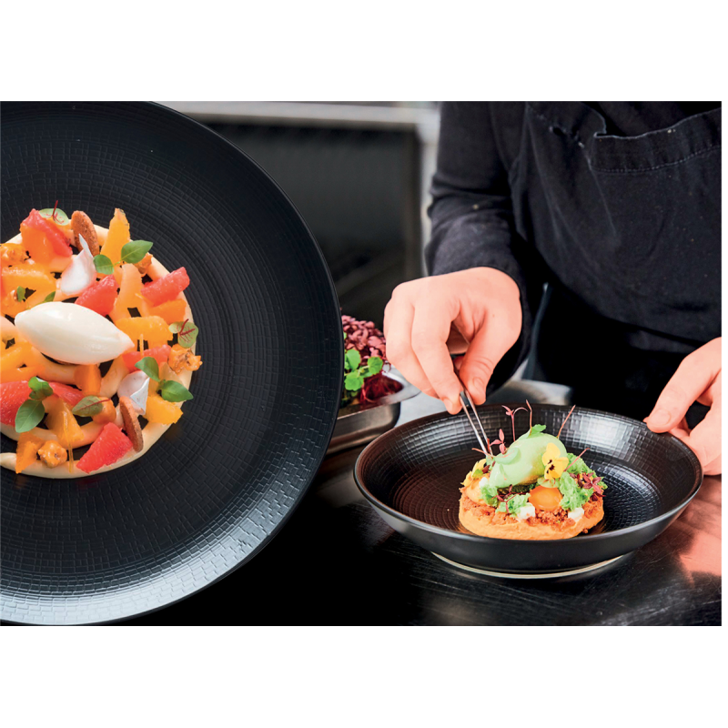 Assiette creuse calotte Modulo Nature 21cm col. pierre de lave