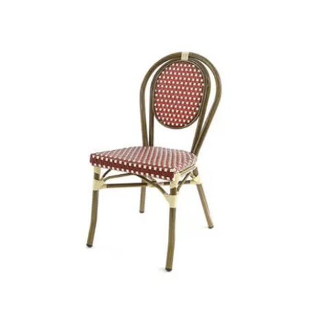 Chaise Bamboo - rouge et crème - 3,5 kg - hauteur assise 44 cm - 43x58x88 cm