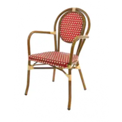 Fauteuil Bamboo - rouge et crème - 3,8 kg - hauteur assise 44 cm - 54x59x88 cm