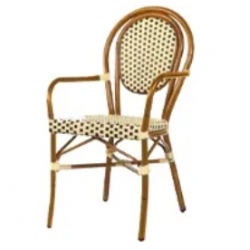 Fauteuil Bamboo - chocolat et crème - 3,8 kg - hauteur assise 44 cm - 54x59x88 cm