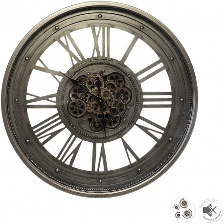 Horloge Méca en fer gris - avec 3 piles (AA LR6 non fournie) - Ø80x10 cm