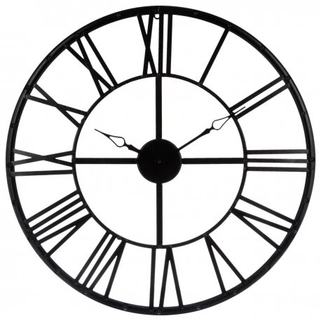 Horloge vintage en fer noir - avec pile AA LR6 (non fournie) - Ø69,5x4 cm