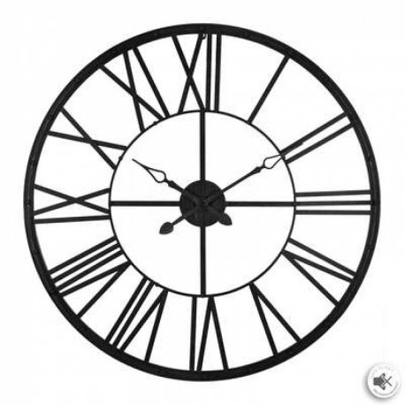 Horloge vintage en fer noir - avec pile AA LR6 (non fournie) - Ø96,5x3,5 cm