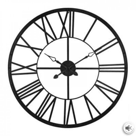 Horloge vintage en fer noir - avec pile AA LR6 (non fournie) - Ø96,5x3,5 cm
