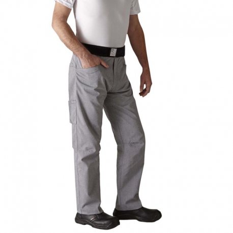 Pantalon mixte Arenal gris chiné - polycoton - large ceinture élastiquée