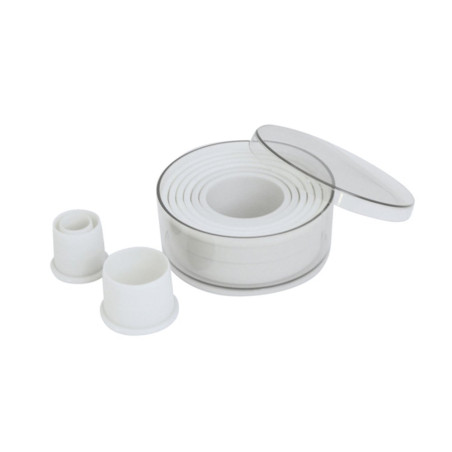 Boîte de 9 découpoirs ronds - cannelé polyamide 2 à 10 cm x 3,5 cm