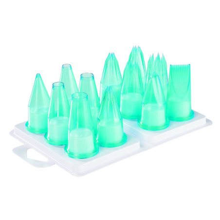 Assortiment apprenti de 12 douilles copolyester - 5 douilles unies - 1 bûches 8 dents -1 feuille n°2
