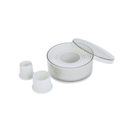 Boîte de 9 découpoirs ronds - unis polyamide 2 à 10 cm x 3,5 cm