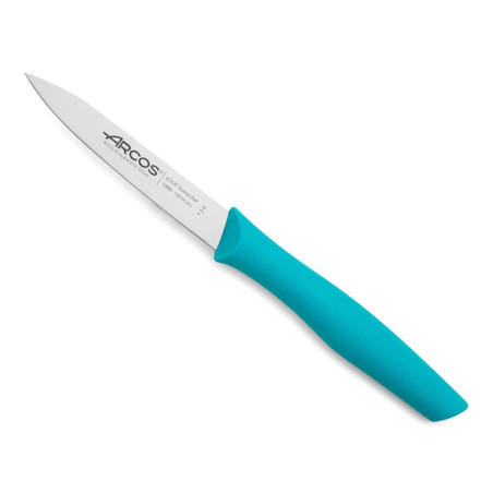 Couteau d'office lame lisse - Manche polypropylène turquoise - 10 cm