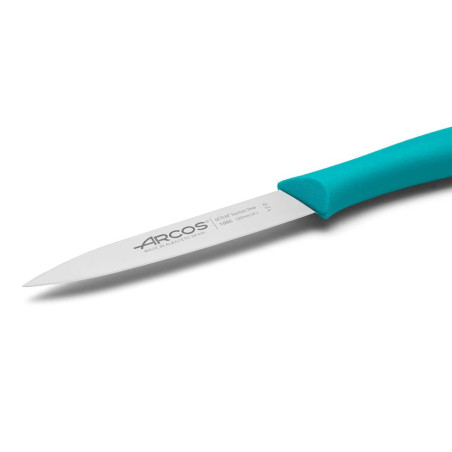 Couteau d'office lame lisse - Manche polypropylène turquoise - 10 cm