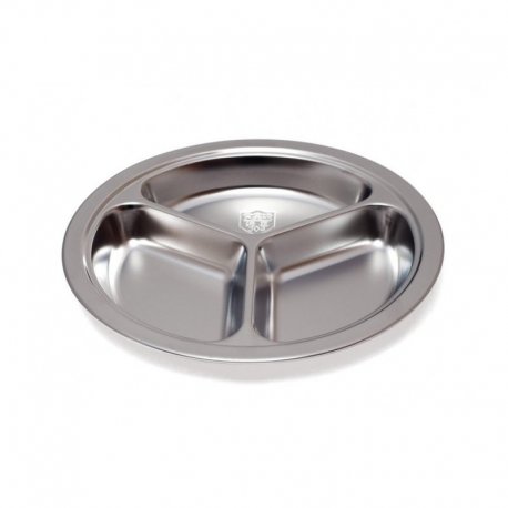 Assiette 3 compartiments en inox - Ø24x3 cm