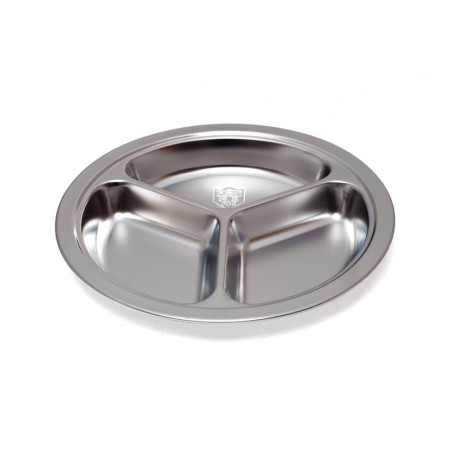 Assiette 3 compartiments en inox - Ø24x3 cm