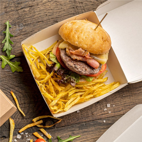 Boîte à burger en kraft brun - 17,6x16,8x7,8 cm