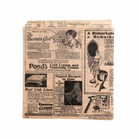 Sachet ouvert 2 côtés ingraissable beige naturel - motifs Times - 17x18 cm