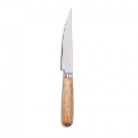 Couteau à steack Aneto - manche chêne - lame lisse - Lg 12 cm