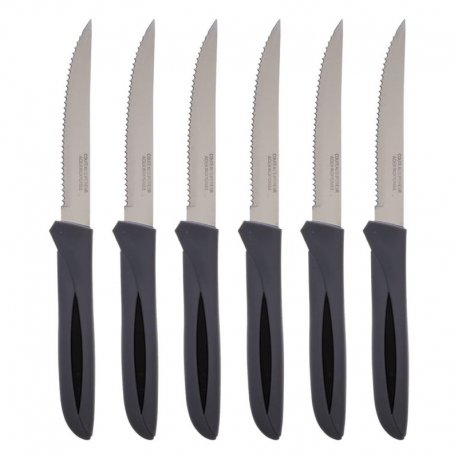 Couteau à steack Design - manche PVC gris - lame inox - Lg 22 cm