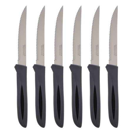 Couteau à steak Design - manche PVC gris - lame inox - Lg 22 cm